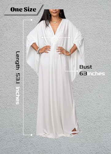 Caftan Dresses for Women Solid Color Plus Size Beach Dress V Neck Cover Up Loose Soft Kaftan Loungewear2