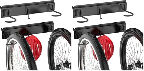 Ultrawall Bike Rack, Garage Bike Rack Wall Mount for 2 Bicycle and 1 Helmet, Heavy Duty Bike Storage for Home Space Saving Holds Up to 100lbs (Pack of 2)