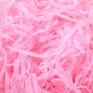 Raffia Paper Shreds, 110 Grams Shredded Basket Grass Craft Shredded Tissue, Gift Box Filling Paper DIY Gift Packaging Hampers Stuffing Decoration Party Supplies Accessories(Pink)