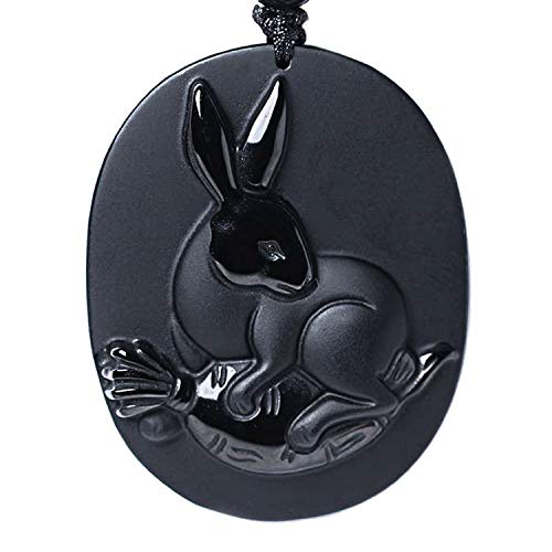 Bella Jade Chinese Zodiac Amulet/Talisman Pendant Necklace Made of Obsidian Gemstone: Horoscope Animal/Sign
