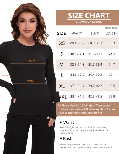 Dalavch 4 Pack Women’S Long Sleeve Basic Shirts Crew Neck Slim Fitted Compression Gym Workout Athletic Underscrubs Tops 2 Black 2 White Medium thumb #5