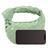 JYG Knoted Woven Handbag for Women Fashion Designer Ladies Hobo Bag Bucket Purse Faux Leather (Green