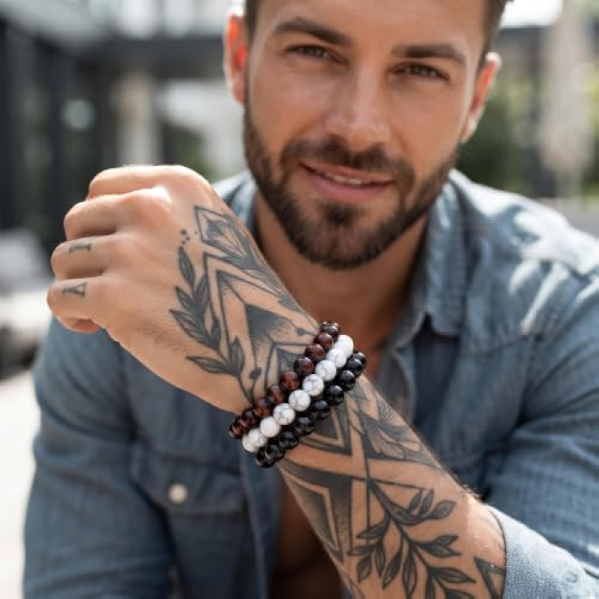 Unisex Reiki Crystal Beads Bracelets Set of 3