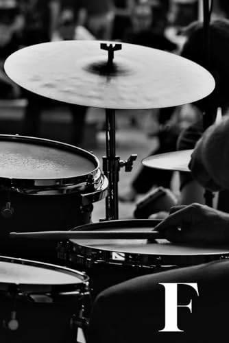 F: Drums Percussion Themed Monogram Letter "F" Initial Notebook / Journal / Diary with Blank Lined Pages for Writing Notes | Unique Personalized Gift ... Band Members, Music Artists, and Musicians image 2