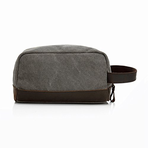 FRCOLOR Bolsa masculina de couro vintage de lona para viagem Bolsa de higiene pessoal kit de barbear