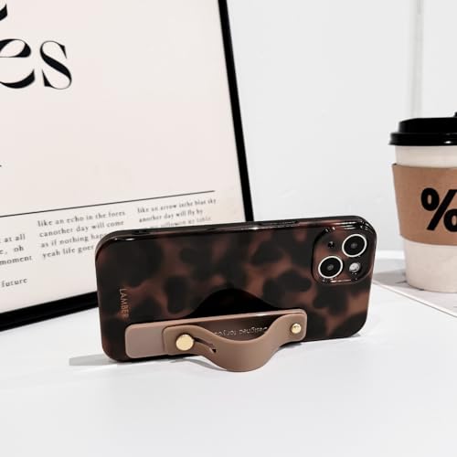 NITITOP Compatible with iPhone 14 Case with Wrist Strap Cute Stylish Leopard Aesthetic Tortoise Amber Design for Women Girls Men Soft TPU Shockproof Protective Cover - Brown by NITITOP - Used condition - Image 6