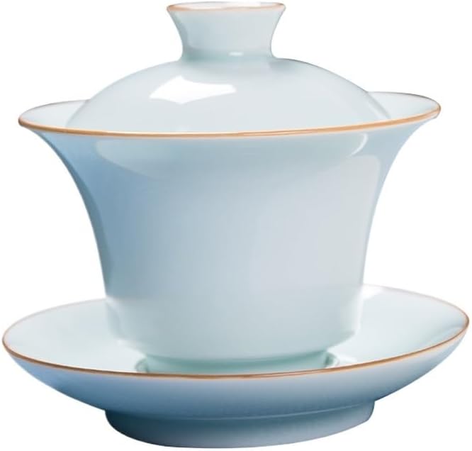 Guan Kiln Tea Set Gaiwan porcelain Bowl Covered with Lid Cup Saucer China(Onecolor)