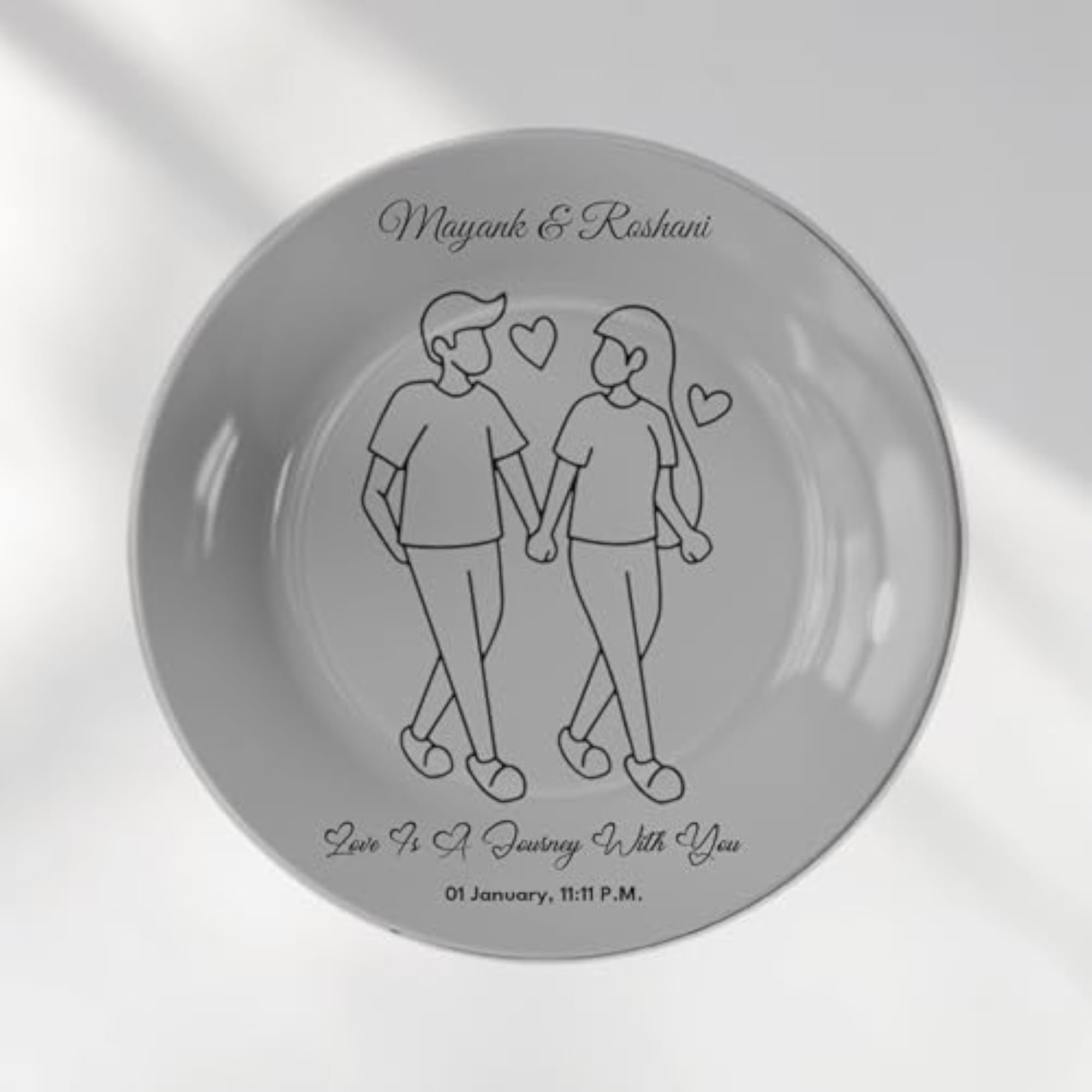 Personalized Couple Line Art Decorative Plate, Custom Gift
