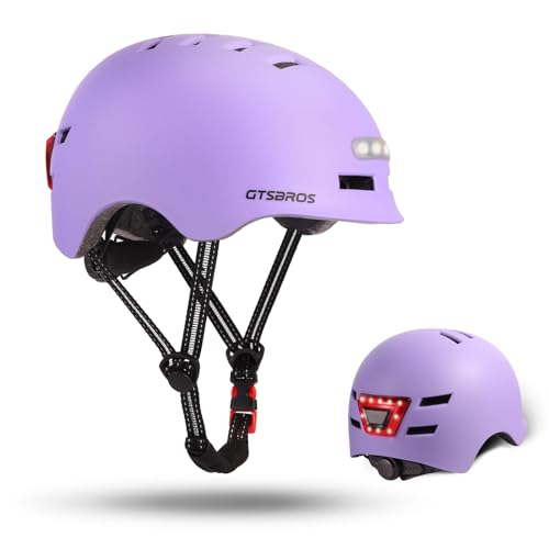 Bike Helmet with Front & Rear LED Lights for Adults