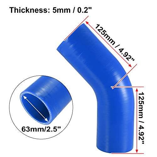 X AUTOHAUX Auto Reduzierschlauch Kupplung Silikon Blau 63mm 2.5\Innendurchm. 45 Grad