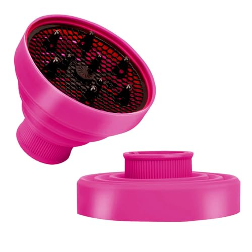 WAJIAYON Universal Collapsible Hair Dryer Diffuser Attachment-Foldable Portable Travel and Easy Storage Hair Diffuser Fit Most Hair Dryers with Nozzle Diameter D-1.575Inch to 1.968 Inch (4-5cm)-Rose