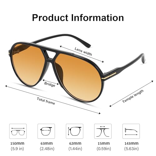 YMRFW Oversized Retro Aviator Sunglasses for Women Men Classic 70s Trendy Vintage Style Large Frame Sun Glasses — view 5