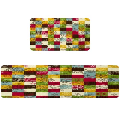 Alfombra absorbente para cocina y cuarto de lavado con estampado floral moderno de color 2