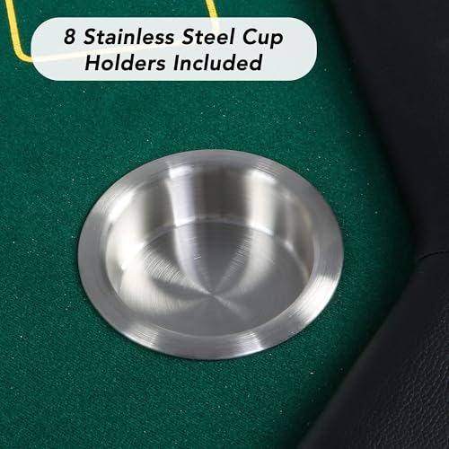 DC DICLASSE Foldable Poker Table, Octagon Card Table w/Stainless Steel Cup Holder,Casino Leisure Table Top Texas Hold 'Em Poker Table for Blackjack Board Game,Green Speed Felt