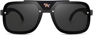 TheDarker Square Sunglasses for Men & Women | Black Frame with Gold Logo | Trendy Fashion Shades | UV400 Protection | Ligh... Price In India