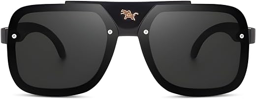 TheDarker Square Sunglasses for Men &amp; Women | Black Frame with Gold Logo | Trendy Fashion Shades | UV400 Protection | Ligh...