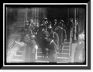 Historic Framed Print, PAN AMERICAN MASS. THANKSGIVING DAY AT ST. PATRICK'S. CROWDS LEAVING ST. PATRICK'S. MIN. NAON, CENTER, MONS. DOUGHERTY; CARDINAL GIBBONS; DR. BURNS, 17-7/8" x 21-7/8"