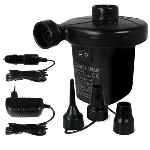 OcioDual Inflador Colchon Hinchable, Bomba para Inflar Piscina, Hinchador Colchon Hinchable, 240V AC y 12V DC Hinchador colchoneta, Inflador Electrico, Bomba de Aire Electrica (240V AC y 12V DC)