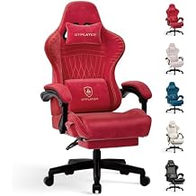 GTPLAYER Gaming Chair with Speakers, Video Game Chairs with Footrest, PC Gamer Chairs for Adults - Padded High Back Ergonomic Reclining Silla Gamer, Linkage Armrest, Ace Pro, Cherry RedVelvet