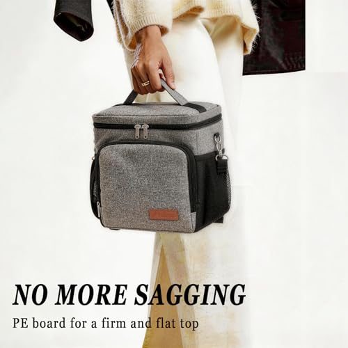 TuErcao Small Cooler Bag for car, Soft Sided Ice Chest with Adjustable Shoulder Strap, Insulated Collapsible Leakproof 12 Can Cooler Box for Men Work Lunch Camping Beach Travel Road Trip, Light Grey by TuErCao - Image 8
