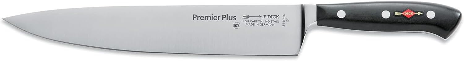 F. DICK – Premier Plus Chef Knife - Classic kitchen knife with 10.2" blade & 56 HRC - Ideal for meat & vegetables - Ultra sharp - Stainless steel - Ergonomic handle - High carbon - Made in Germany