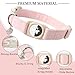 DOGWONG Airtag Cotton Hemp Dog Collar, Heavy-Duty Dog Collar with Airtag Holder Pink Natural Fabric Pet Cute Puppy Necklace for Small Medium Large Dogs