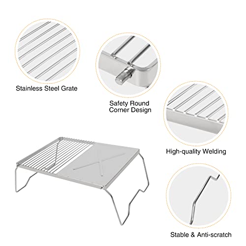 Lineslife 2 In 1 Stainless Steel Campfire Grill Grate And Griddle, Heavy Duty 304 Folding Camping Grill Cooking Racks For Outdoor Camping Cooking, Large #TOP3