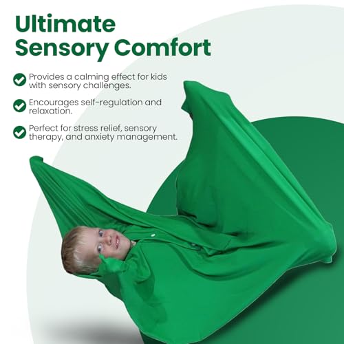 SENSORY4U Sensory Sack (Medium) Body Sock - Calming Therapy Blanket for Stress Relief, Anxiety, Autism, ADHD, ADD, Sensory Play for Kids - Green Fidget Body Pod Toy (Green) by SENSORY4U - Image 3