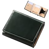 [BRITISH GREEN/ブリティッシュグリーン] 三つ折り財布 極小財布 ミニ財布 ブライドルレザー使用 財布 メンズ (グリーン)