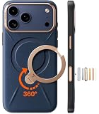 TORRAS Ostand Q3 VegSkin Cover per iPhone 17 Pro Max, Custodia Ostand Q3 VegSkin in Pelle di Silicone Sostenibile, Supporto Magnetico Invisibile a 360°, Pelle di Alta Qualità, Ultra Sottile, Blu