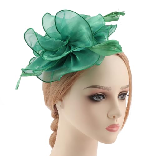 Image of DRESHOW Fascinators Hat Tea Party Headwear Ribbons Feathers on a Headband and a Clip for Women