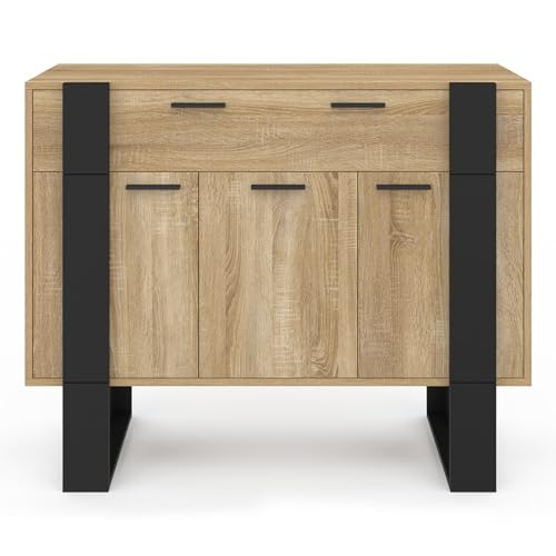 Buffet 100 cm PHOENIX 3 portes et 1 tiroir bois et - vue 4