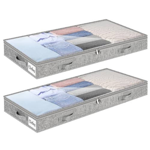 Unterbett Aufbewahrungsbox 2 Stück Unterbettkommode und klarem Deckel,...
