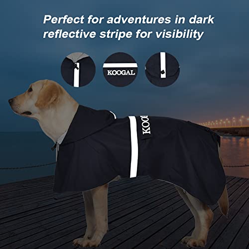 Koogal Pet Large Dog Raincoat Apparel Poncho Waterproof For Medium Large Sized For Dog Raincoat Clothes (Navy Blue, 4Xl) #TOP4