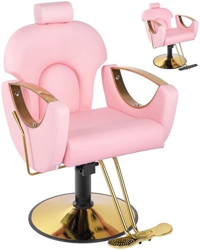 Pink Salon Barber Chair for Beauty Salon & Female Hairstylists