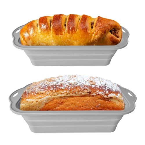 Hnonoxy Moldes de silicona para hornear, 2 piezas plegables moldes para tartas, moldes reutilizables para tartas, moldes de silicona para hornear, juego para hacer queso, pan, tartas