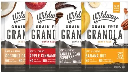 Wildway Keto Granola Snack Packs| Variety | Grain-Free Certified Gluten-Free Cereal | Vegan, Low Carb & No Sugar Added | Paleo-Friendly, Non-GMO Fruit & Nut Clusters | Nutrient-Rich Snack | 4 Pack
