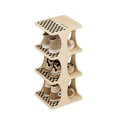 Sdlumeiy 4-Tiers Free Standing Shoe Rack, Plastic Shoe Rack, Shoe Organizer, Disassembled And Assembled Simple Shoe Rack, Beige (4Tiers) #TOP19