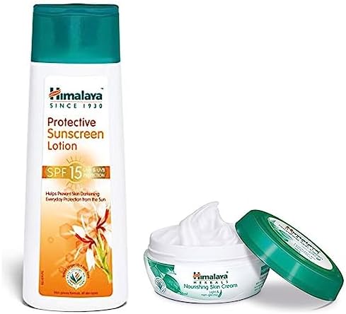 Himalaya Herbals Protective Sunscreen Lotion, 100Ml & Nourishing Skin Cream, 100Ml, Spf 15, All
