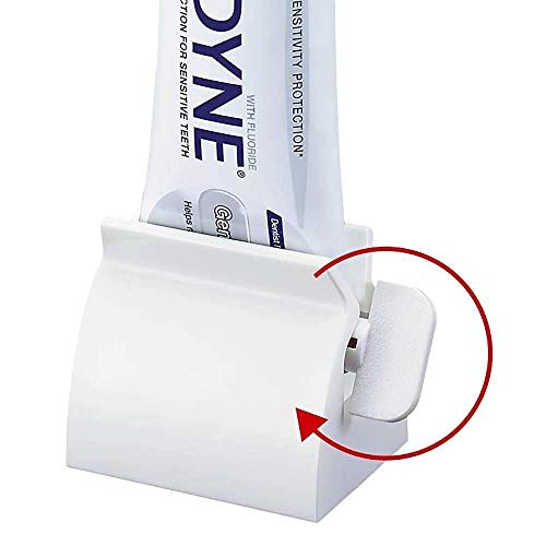 3pcs-White Large Rolling Tube Toothpaste Squeezer Toothpaste Seat Holder Stand for Bathroom Accessories (7.1 x 4.1 x 5CM)