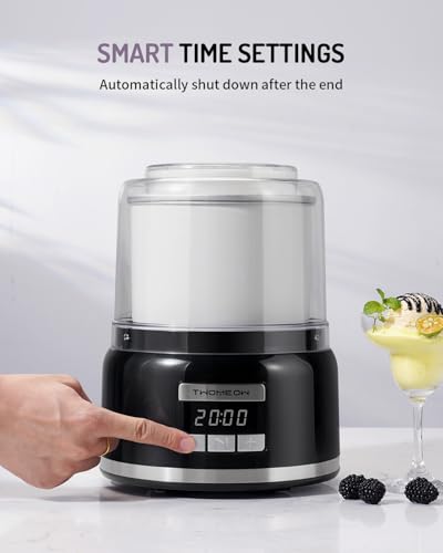 TWOMEOW Ice Cream Maker, Automatic 2 Quart Ice Cream Machine with Timer, Double Insulated Freezer Bowl Homemade Ice Cream, Frozen Yogurt, Gelato, Sorbet Maker for Home, Black - Thumbnail 2