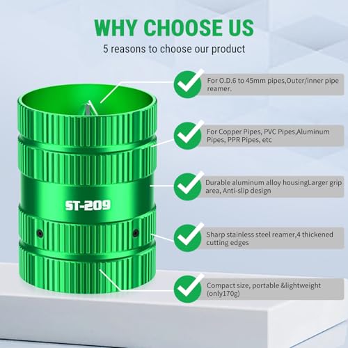 VOBOR Rohr Entgrater Universal für Innen und Außen 6-45 mm, 2 in 1 Rohrentgrater Deburring Tool für Kupfer-PVC-, SchläUche und Rohrreibahle