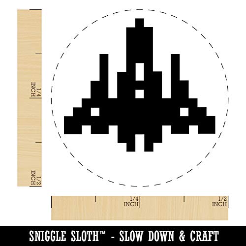 Retro Invaders From Space Rocket Ship Rubber Stamp For Stamping Crafting Planners - 1/2 Inch Mini #TOP1