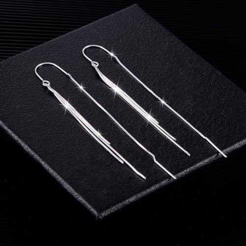 ASH'S CHOICE Boucles d'Oreilles Pendantes Femme Argent Franges Chaîne – vue 3