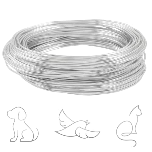 Luomorgo 14 Gauge Aluminum Craft Wire - 100FT Aluminum Wire Anodized & Bendable for Jewelry Making, DIY Crafts, Floral & Sculpting, Silver