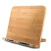 Leggio in legno, bookstand bambù, Lettura Supporto Notebook e ricettario per Cucina in bambù Pieghevole