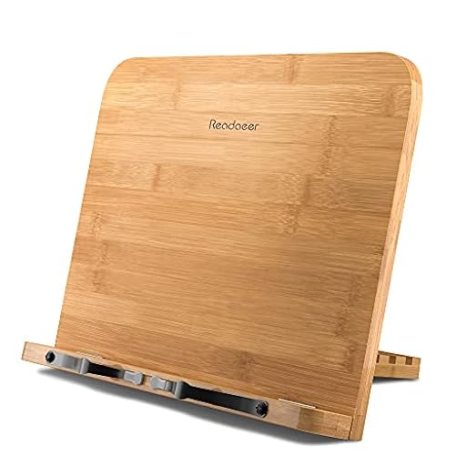 READAEER Atril para libros de cocina, soporte plegable de bambú con 6 alturas ajustables | Ya disponible en tu tienda friki favorita! En mundofriki.es!