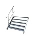 Produktbild Stahltreppe Industrietreppe Aussentreppe Treppe 5 Stufen-Breite 80cm Variable Geschosshöhe 70-105cm mit einseitigem Geländer