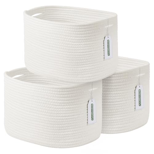 ECDYQXVU Cotton Rope Storage Basket, 15x10x9 Inches, Woven Basket for