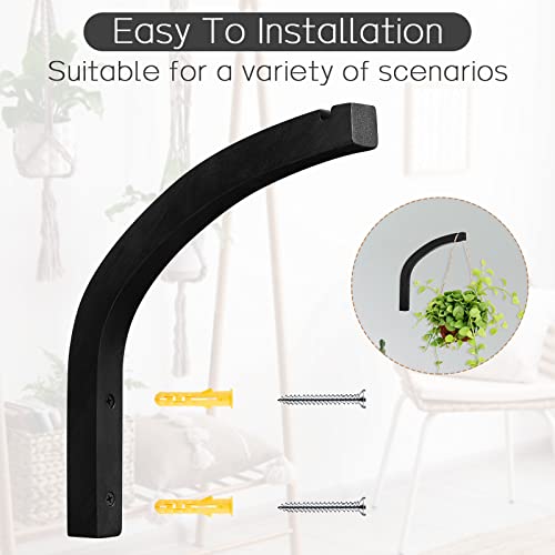 Geelin 4 Pieces Plant Wall Hanger Wooden Plant Hooks Wall Mounted Hanging Plant Hooks For Planters, Lanterns, Flower Bracket, Wind Chimes, Decoration Hooks (Black) #TOP3